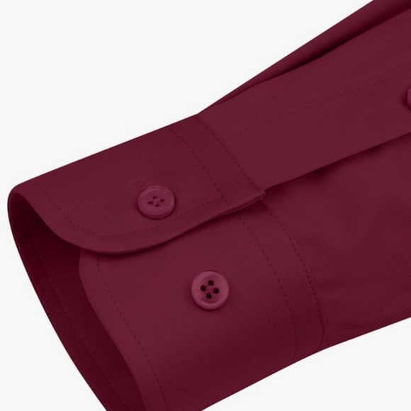 Women's Siliteelon Brand Slim Fit Burgandy L/S Button Down Dress Shirt Med NEW! - Picture 4 of 12